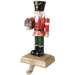 Clayre & Eef 6PR3950 Kerstkous Houder Notenkraker Rood Groen 11x10x25 cm