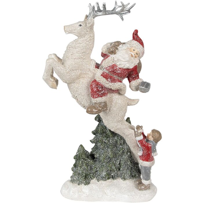 Clayre & Eef Kerstversiering Beeldje Kerstman Rood Wit 19x10x33 cm