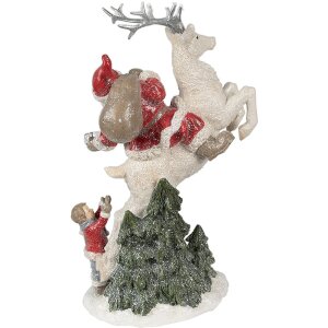 Clayre & Eef Kerstversiering Beeldje Kerstman Rood Wit 19x10x33 cm