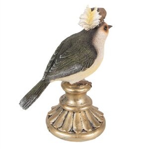 Clayre & Eef 6PR3991 Decoratieve Vogel Grijs 8x13x17 cm