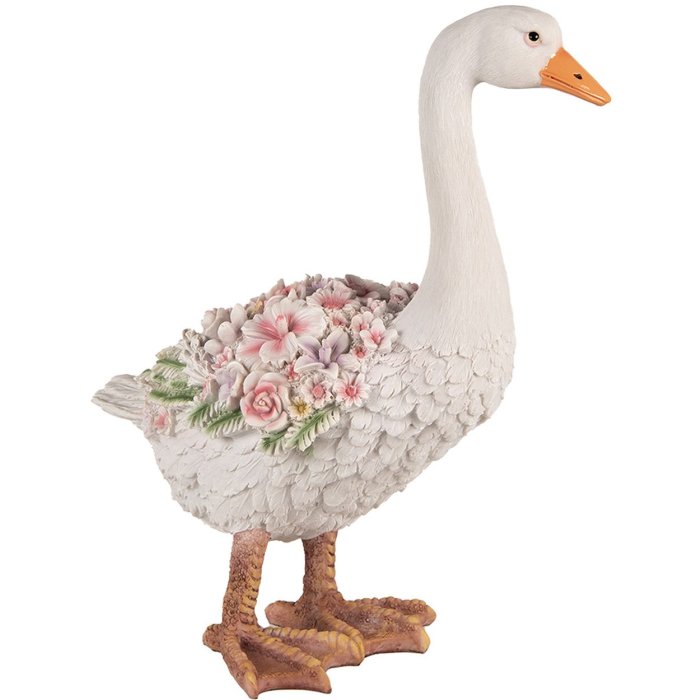 Clayre & Eef 6PR4896 Decoratie Gans Wit Roze 37x22x45 cm