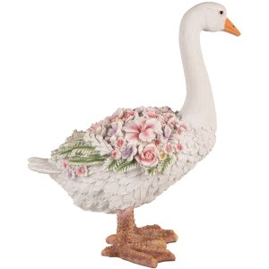 Clayre & Eef 6PR4896 Decoratie Gans Wit Roze 37x22x45 cm