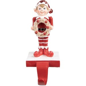 Clayre & Eef 6PR4900 Kerstkous Houder Elf Rood...