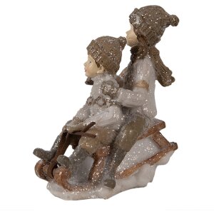 Clayre & Eef 6PR4909 Kerstversiering Beeldje Kinderen Beige 9x6x11 cm