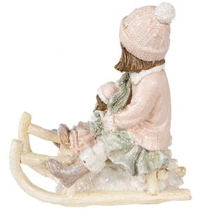 Clayre & Eef 6PR4911 Kerstdecoratie Beeldje Kind Roze 10x6x11 cm