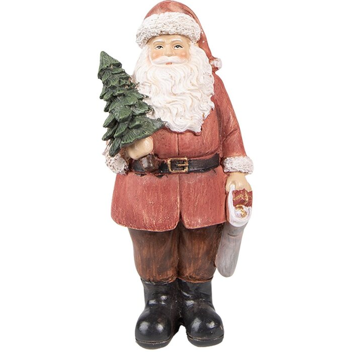 Clayre & Eef 6PR4933 Kerstversiering Beeldje Kerstman Rood 17x13x40 cm