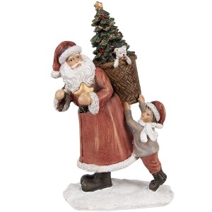 Clayre & Eef Kerstversiering Beeldje Kerstman Rood,...