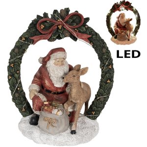 Kerstversiering Kerstman met LED rood, groen 19x12x23 cm