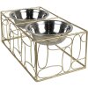 Clayre & Eef 6Y5429 Etensbak Hond Kat Goudkleurig 38x20x13 cm - 2x500 ml