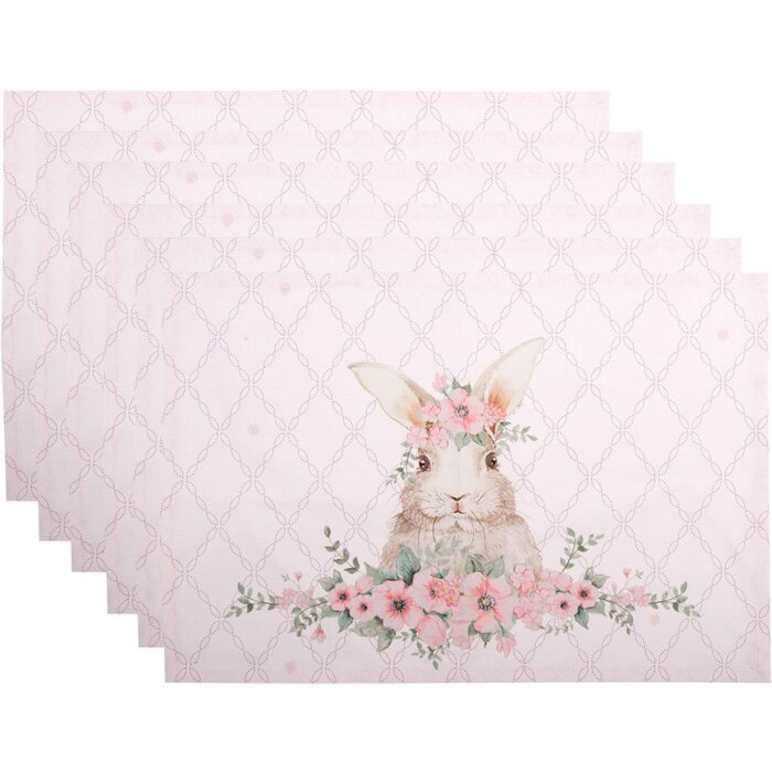 Clayre & Eef FEB40-1 Placemat (6 stuks) Roze 48x33 cm