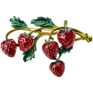 Juleeze JZPI0093 Broche aardbeien rood