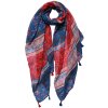 Juleeze JZSC0732 Sjaal Dames Patroon Blauw, Rood 90x180 cm