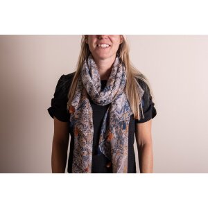 Juleeze JZSC0734 Sjaal Dames Patroon Oranje, Blauw 90x180 cm