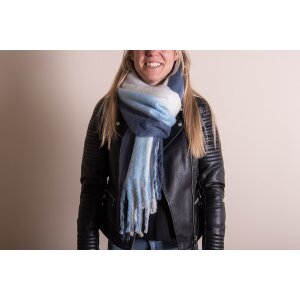 Juleeze JZSC0785BL Sjaal Dames Patroon Blauw 35x180 cm