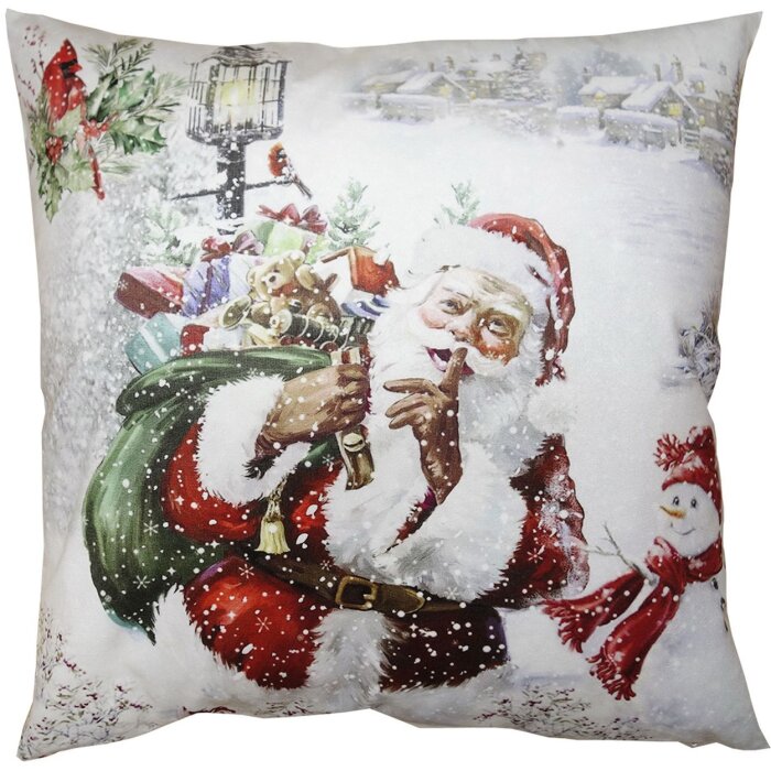 Clayre & Eef KT021.319 Kussenhoes Wit, Rood 45x45 cm Kerstman