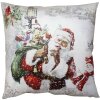 Clayre & Eef KT021.319 Kussenhoes Wit, Rood 45x45 cm Kerstman