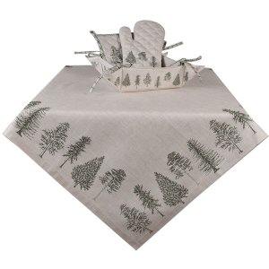 Clayre & Eef NPT03 Kersttafelkleed Beige Groen...