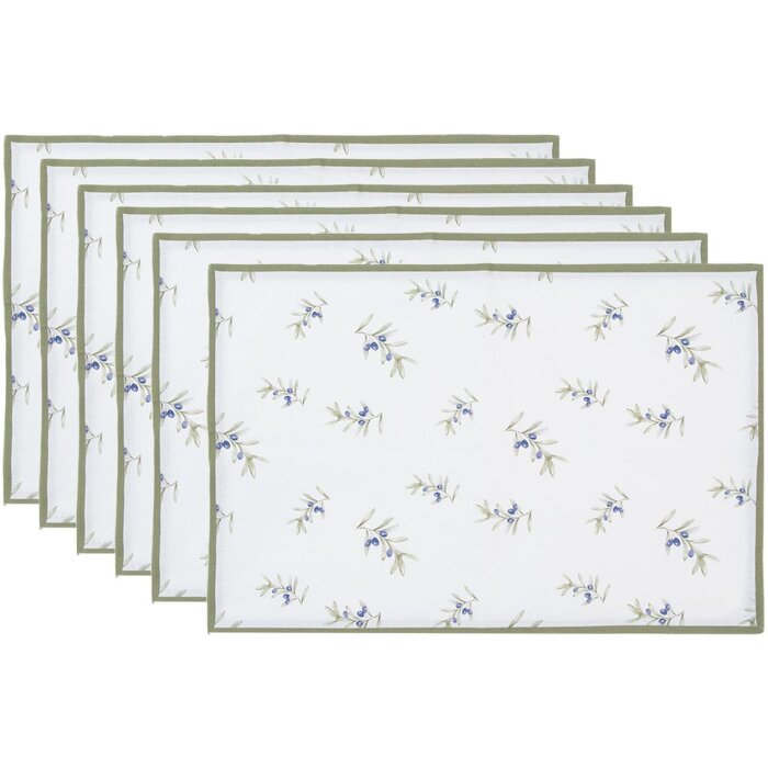 Clayre & Eef OLF40 Placemat (6 stuks) Beige Groen 48x33 cm