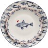 Clayre & Eef dinerbord SSFDP Wit Blauw vismotief Ø 20x2 cm porselein