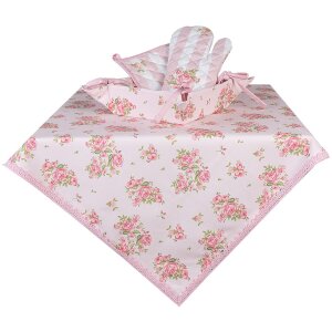 Clayre & Eef SWR01 Tafelkleed Vierkant Roze 100x100 cm