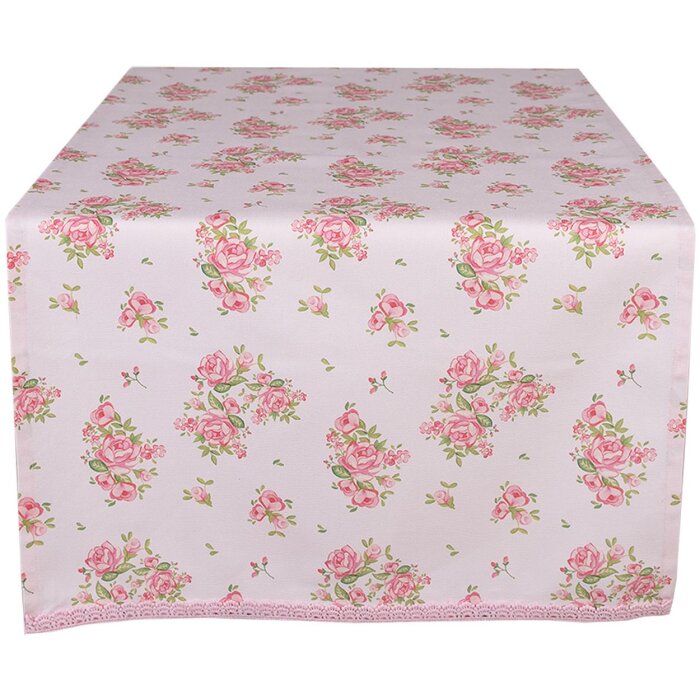 Clayre & Eef SWR64 Tafelloper Roze 50x140 cm