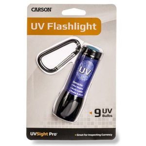 Carson UVSight Pro UV LED zaklamp zwart en blauw