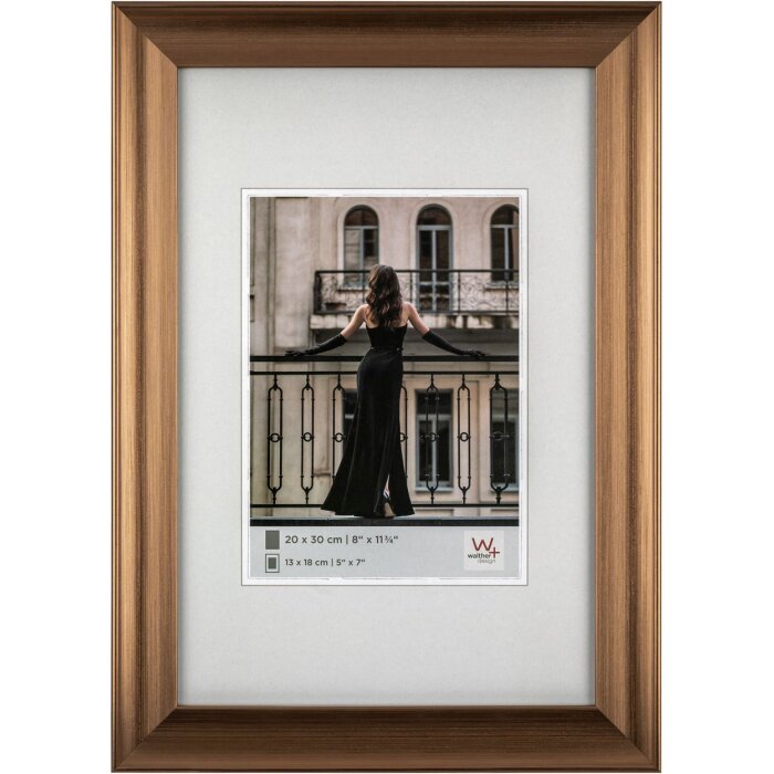 Walther design frame Venice 30x40 cm brons glanzend houtlook helder glas