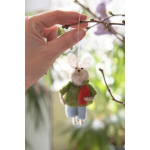 Clayre & Eef 65361 Decoratieve hanger konijn 5x2x11 cm Groen