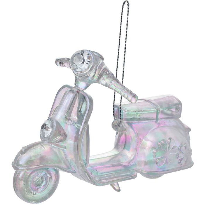 Clayre & Eef 65605 Decoratiehanger motorscooter 12x4x8 cm Zilverkleurig