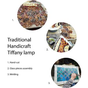 LumiLamp 5LL-6354 Tafellamp Tiffany Ø 20x57 cm E27/max 1x60W Beige