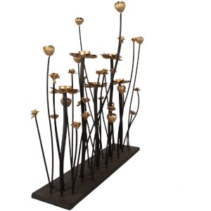 Clayre & Eef 5Y1188 Kaarshouder Bloemen Zwart Goud...