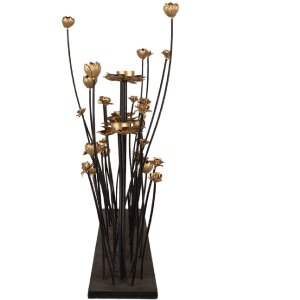 Clayre & Eef 5Y1188 Kaarshouder Bloemen Zwart Goud 69x15x66 cm