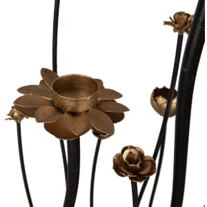 Clayre & Eef 5Y1188 Kaarshouder Bloemen Zwart Goud 69x15x66 cm