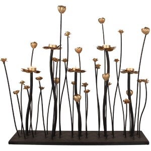 Clayre & Eef 5Y1188 Kaarshouder Bloemen Zwart Goud 69x15x66 cm