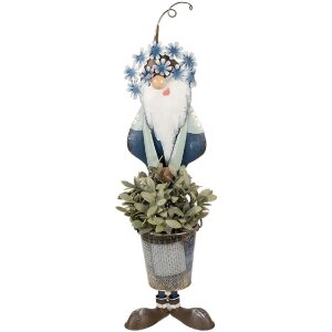 Clayre & Eef 5Y1221 Decoratie Dwerg Blauw Wit 19x18x67 cm