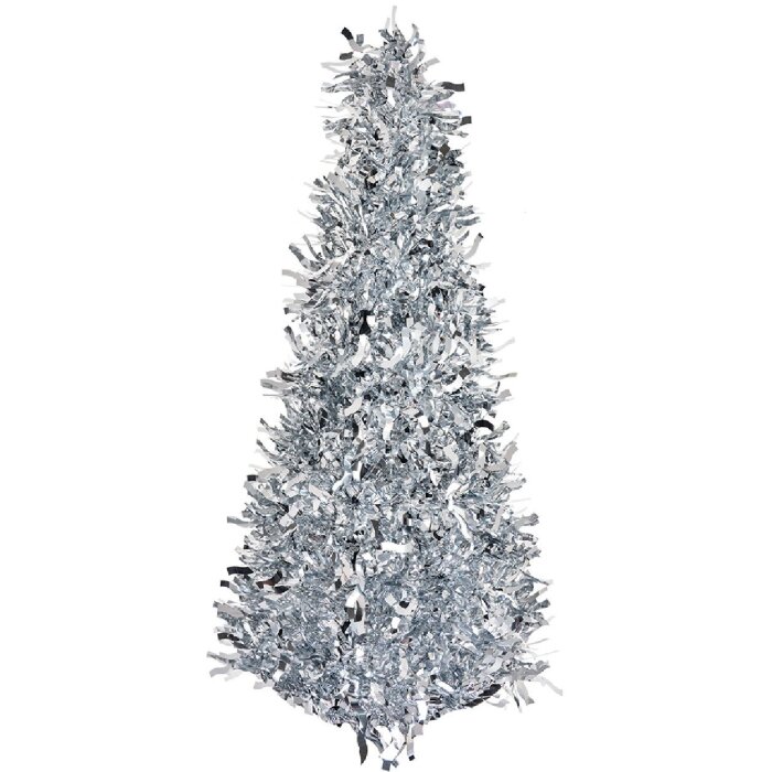 Clayre & Eef 65537M Kerstboom Decoratie Zilverkleurig Ø 16x38 cm