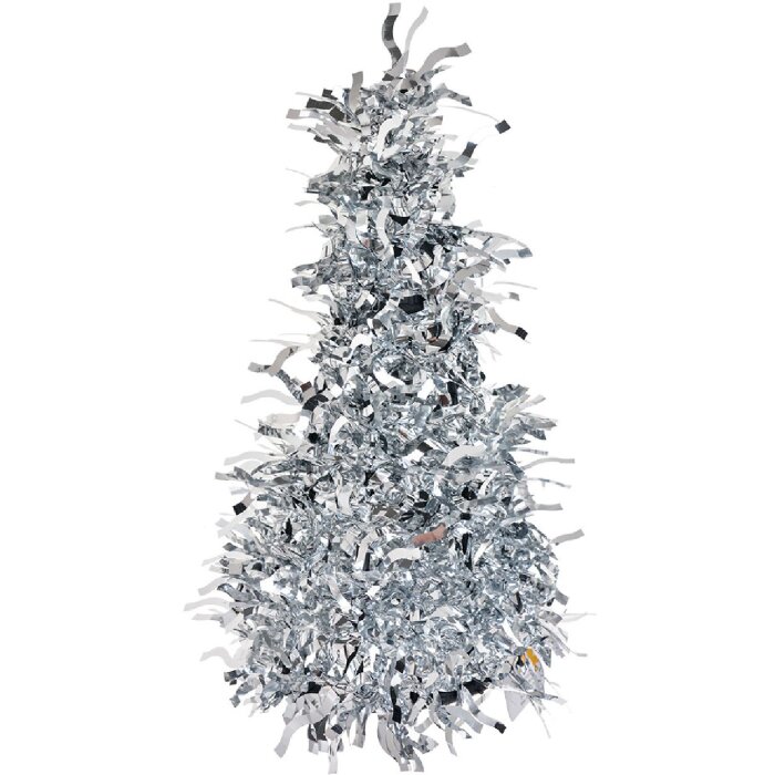 Clayre & Eef 65537S Kerstboom Decoratie Zilverkleurig Ø 12x25 cm