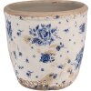 Clayre & Eef 6CE1658S Decoratie Bloempot Ø 13x12 cm Beige Blauw