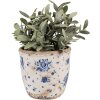 Clayre & Eef 6CE1658S Decoratie Bloempot Ø 13x12 cm Beige Blauw