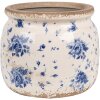 Clayre & Eef 6CE1659M Decoratie Bloempot Ø 16x13 cm Beige Blauw