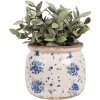 Clayre & Eef 6CE1659M Decoratie Bloempot Ø 16x13 cm Beige Blauw