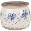 Clayre & Eef 6CE1659S Decoratie Bloempot Ø 12x10 cm Beige Blauw