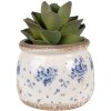 Clayre & Eef 6CE1659S Decoratie Bloempot Ø 12x10 cm Beige Blauw