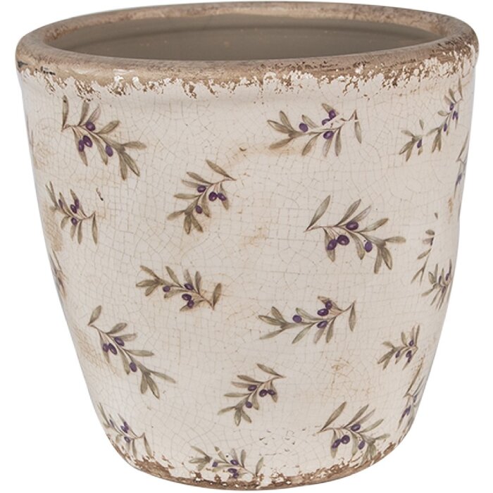 Clayre & Eef 6CE1669L Decoratie Bloempot Ø 16x16 cm Beige Blauw