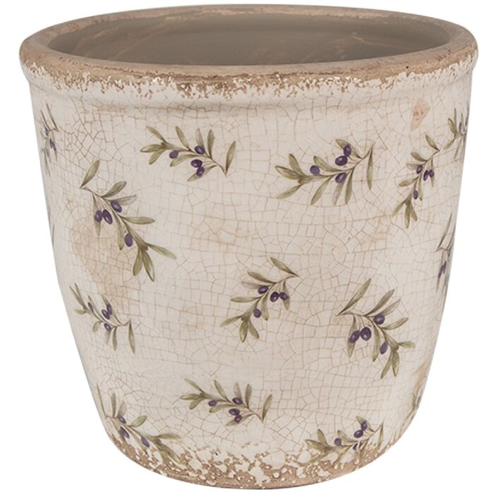 Clayre & Eef 6CE1669M Decoratie Bloempot Ø 14x13 cm Beige Blauw