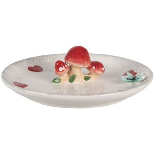 Clayre & Eef 6CE1701 Schaal Wit Rood Ø 21x6 cm...