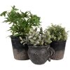 Clayre & Eef 6CE1719L Decoratie Bloempot Ø 17x16 cm Zwart Bruin