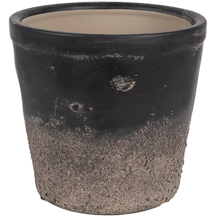 Clayre & Eef 6CE1719M Bloempot Zwart Bruin Ø 15x14 cm Decoratie