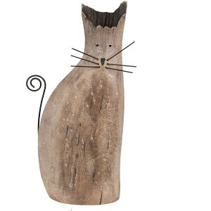 Clayre & Eef 6H2330 Decoratieve Kat Bruin 14x7x26 cm