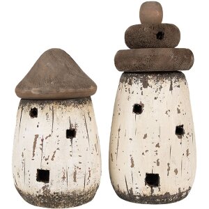 Clayre & Eef 6H2336 Decoratief Huis Witbruin Ø 11x17 cm